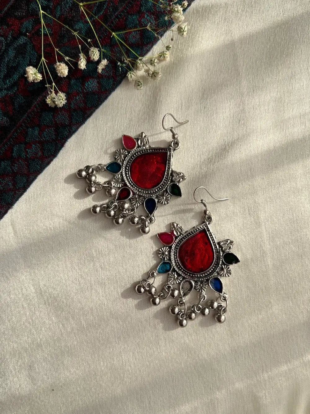 Heritage- Oxidised Earrings with Silver Plating