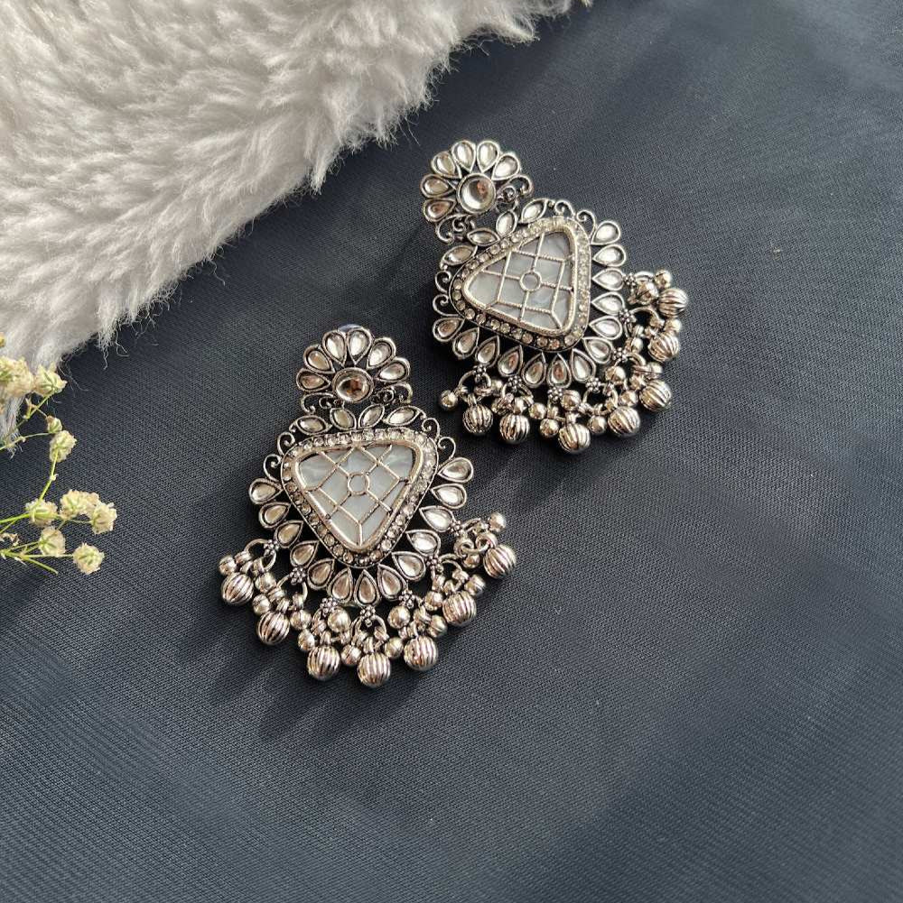 Handcrafted Oxidised Earrings with Unique Beadwork and Modern Aesthetic