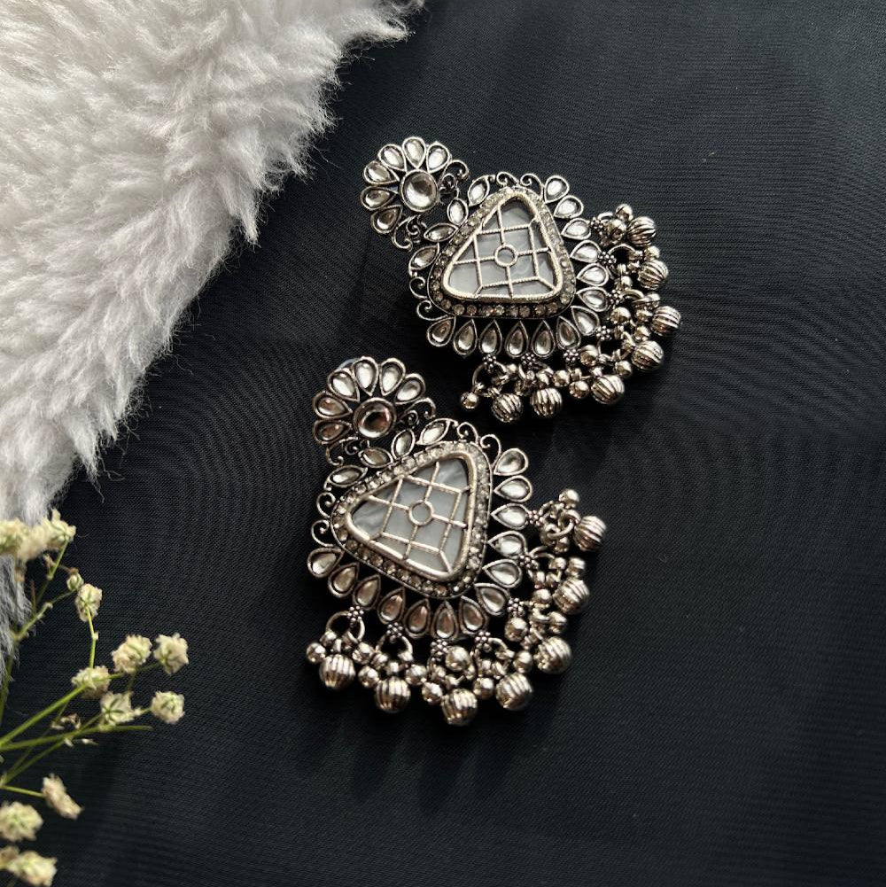 Handcrafted Oxidised Earrings with Unique Beadwork and Modern Aesthetic