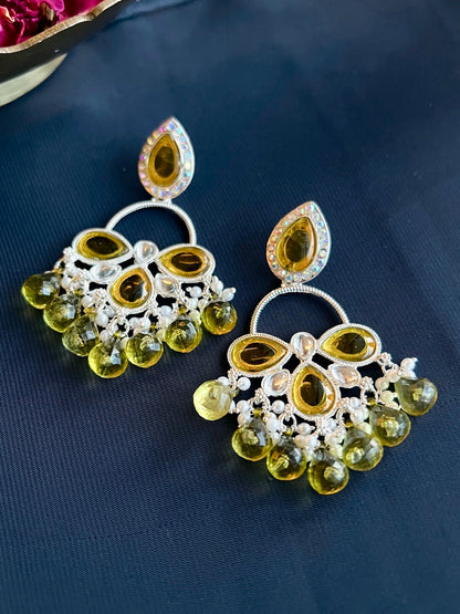 Kundan Chandbali Earrings with Pearls