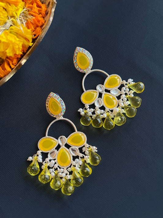 Kundan Chandbali Earrings with Pearls
