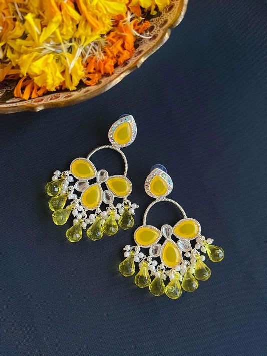 Kundan Chandbali Earrings with Pearls