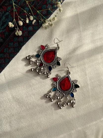 Heritage- Oxidised Earrings with Silver Plating