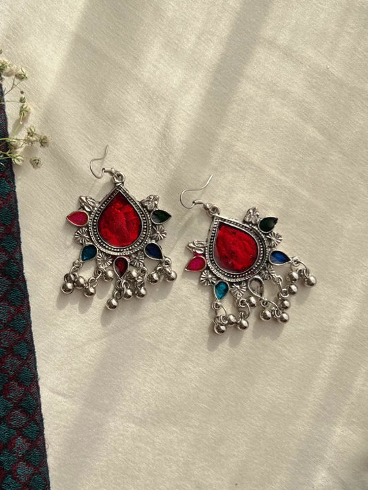 Heritage- Oxidised Earrings with Silver Plating