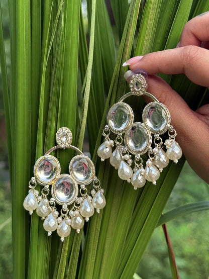 Contemporary White Pearl Drop Earrings