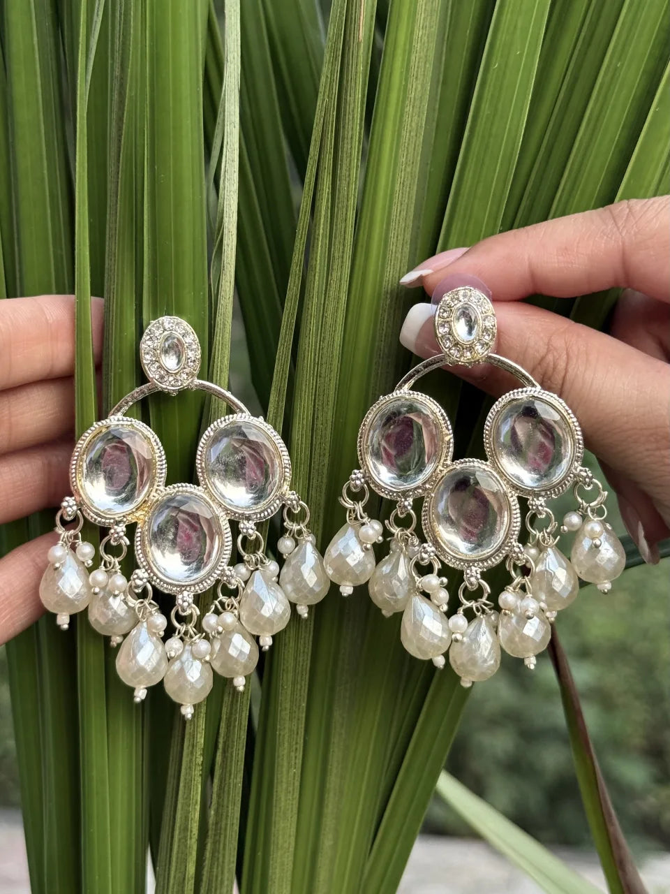 Contemporary White Pearl Drop Earrings