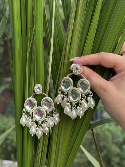 Contemporary White Pearl Drop Earrings